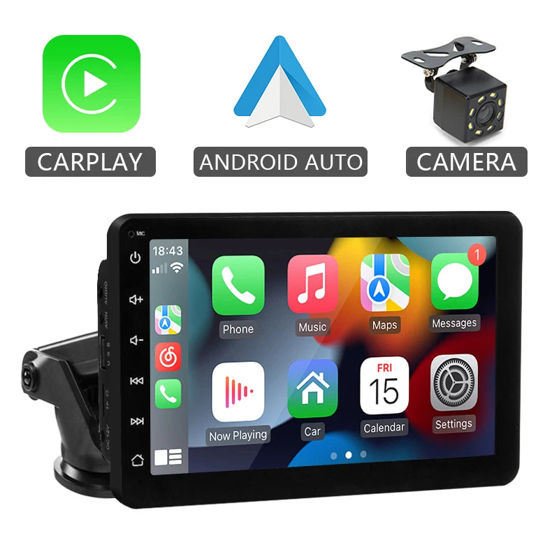 Hippcron 7" Portable Car Multimedia Screen with Wireless CarPlay & Android Auto – Universal Touch Display Player