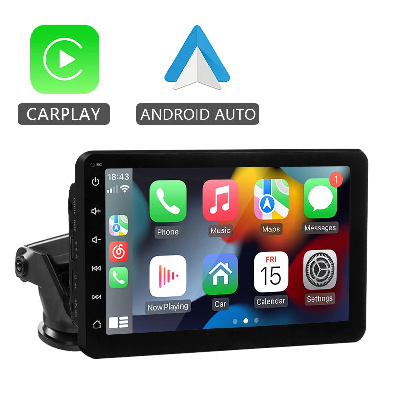 Hippcron 7" Portable Car Multimedia Screen with Wireless CarPlay & Android Auto – Universal Touch Display Player