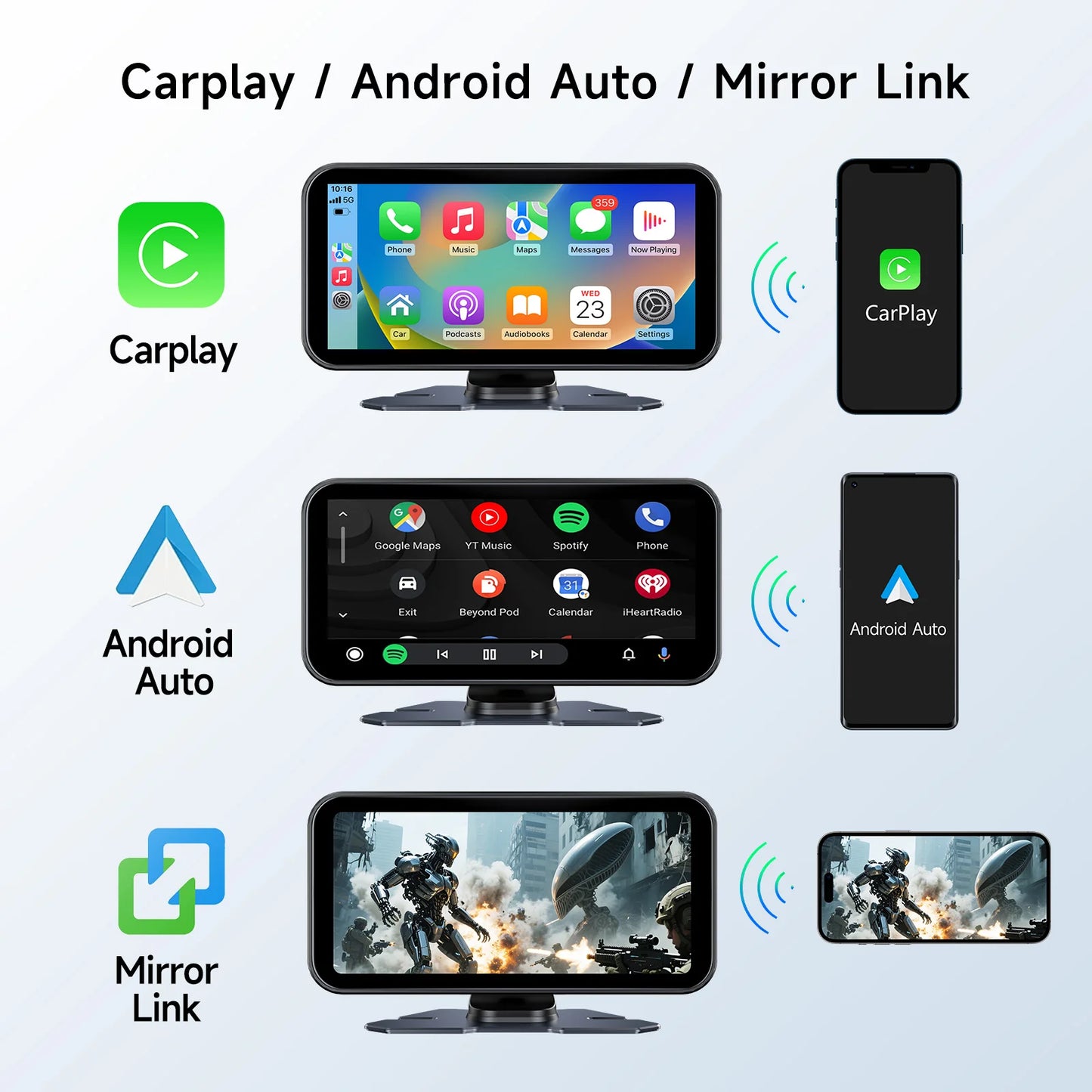 6-Inch Wireless CarPlay & Android Auto Portable GPS Navigation Screen | Universal Touch Multimedia Car Radio