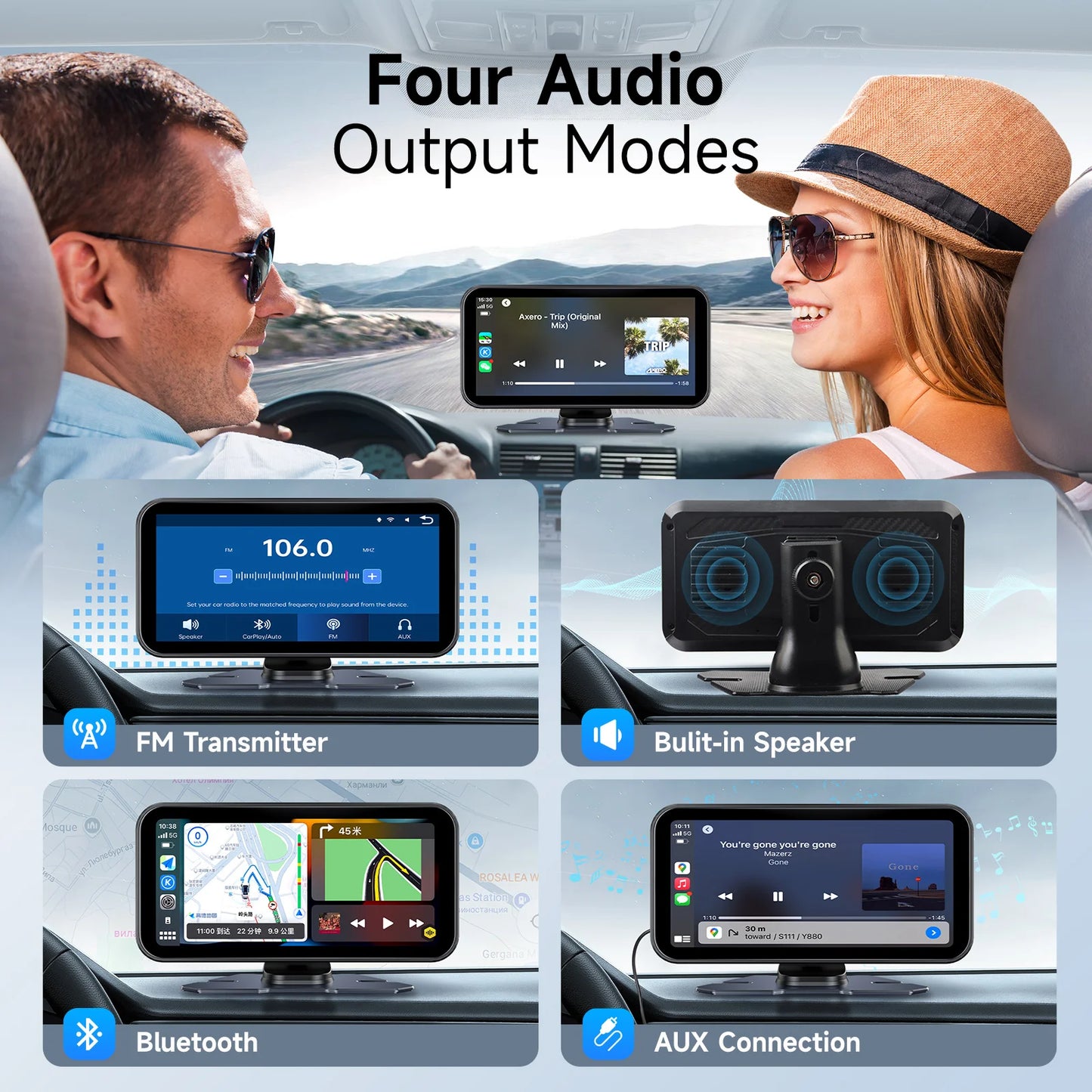 6-Inch Wireless CarPlay & Android Auto Portable GPS Navigation Screen | Universal Touch Multimedia Car Radio